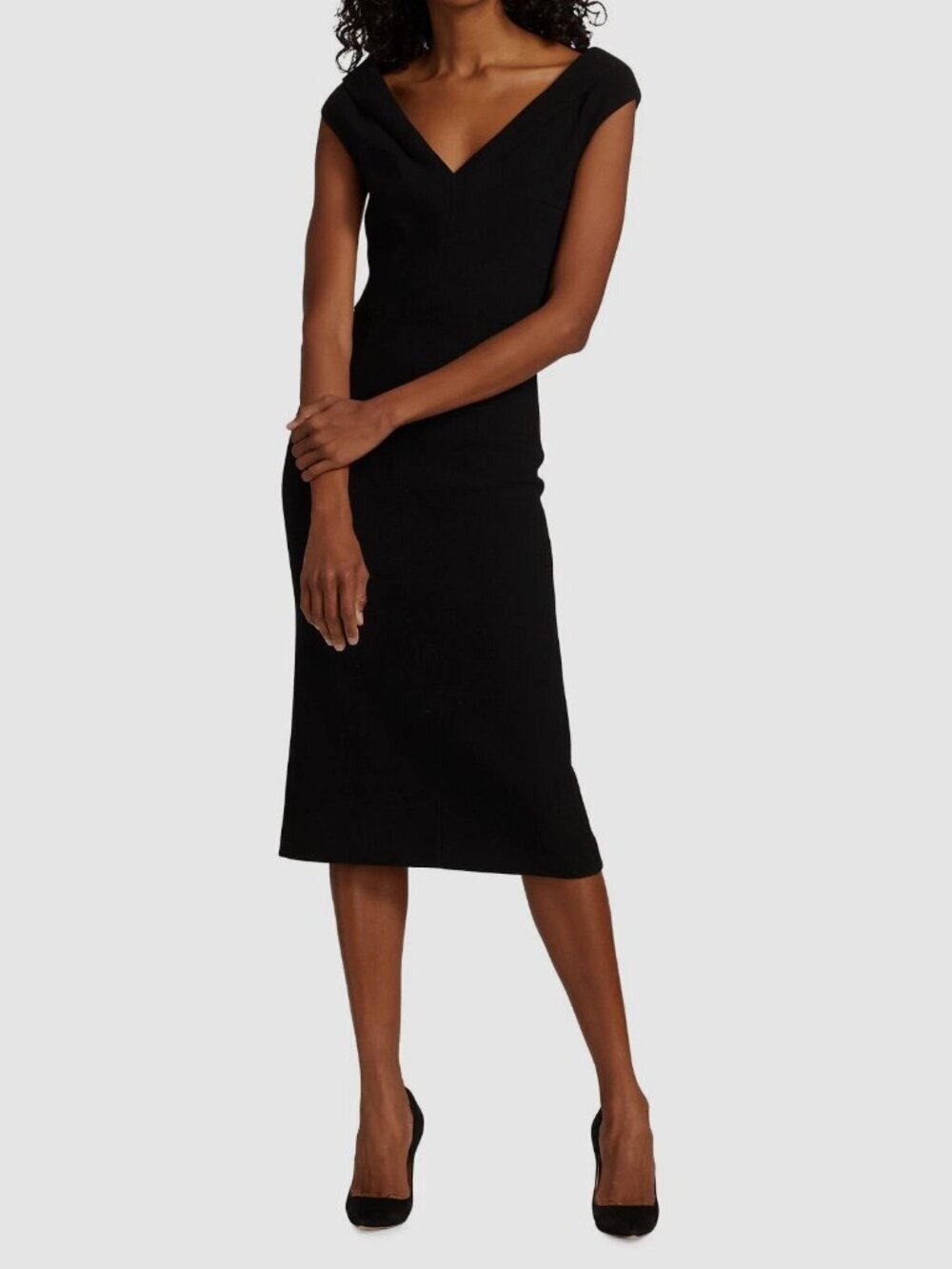 MICHAEL KORS COLLECTION Black Stretch Boucle Crepe Portrait Sheath Dress, Size 4
